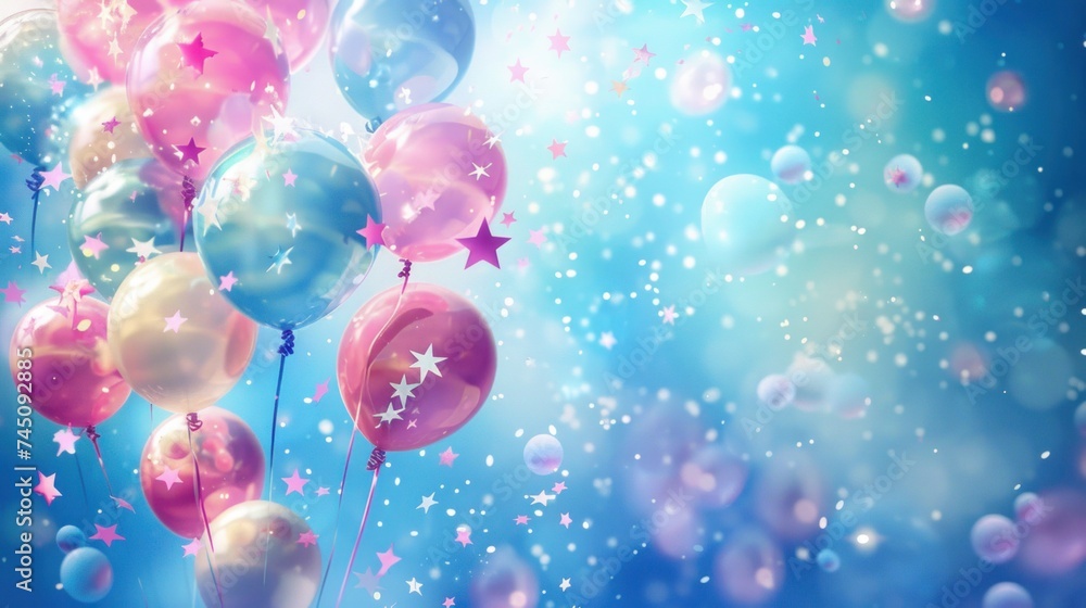 balloons birthday on blue background balloons birthday on blue background