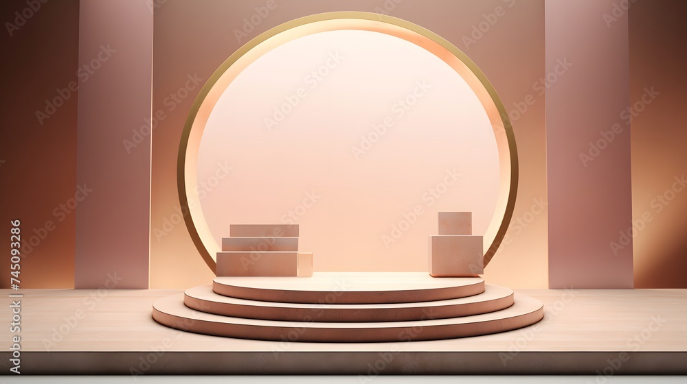 Centered podium in minimalist setup. Centered podium in minimalist setup.