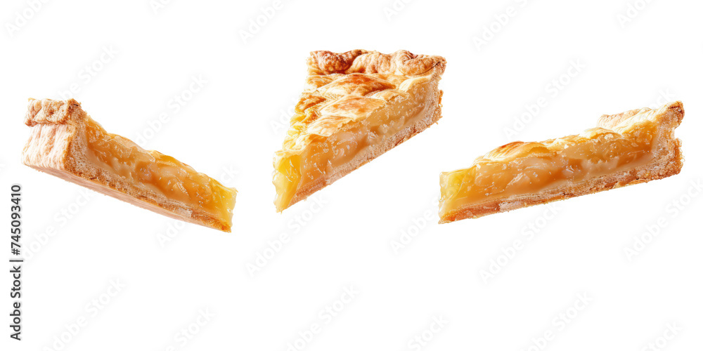 slices of pie hovering in mid-air, highlighting the textures and flavors. slices of pie hovering in mid-air, highlighting the textures and flavors.