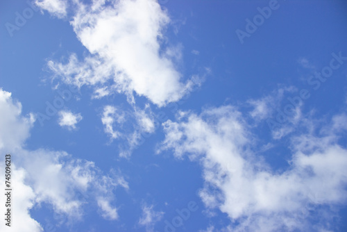 Abstract background. Natural background. Blue sky with white clouds. Soft focus. Copy space 