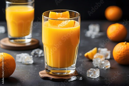 iced orange juice in a glass cup