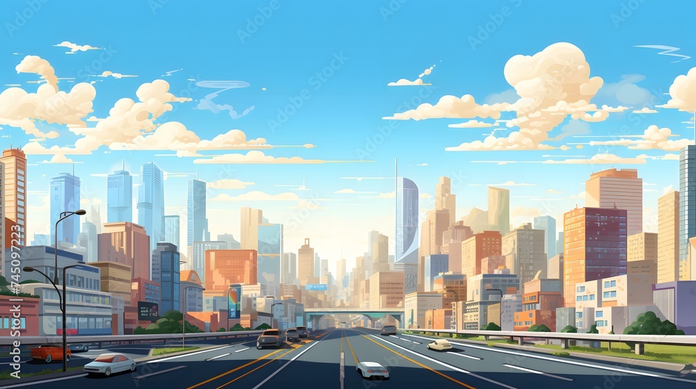 Fototapeta premium Urban life representation with the composition of cityscape and skies.