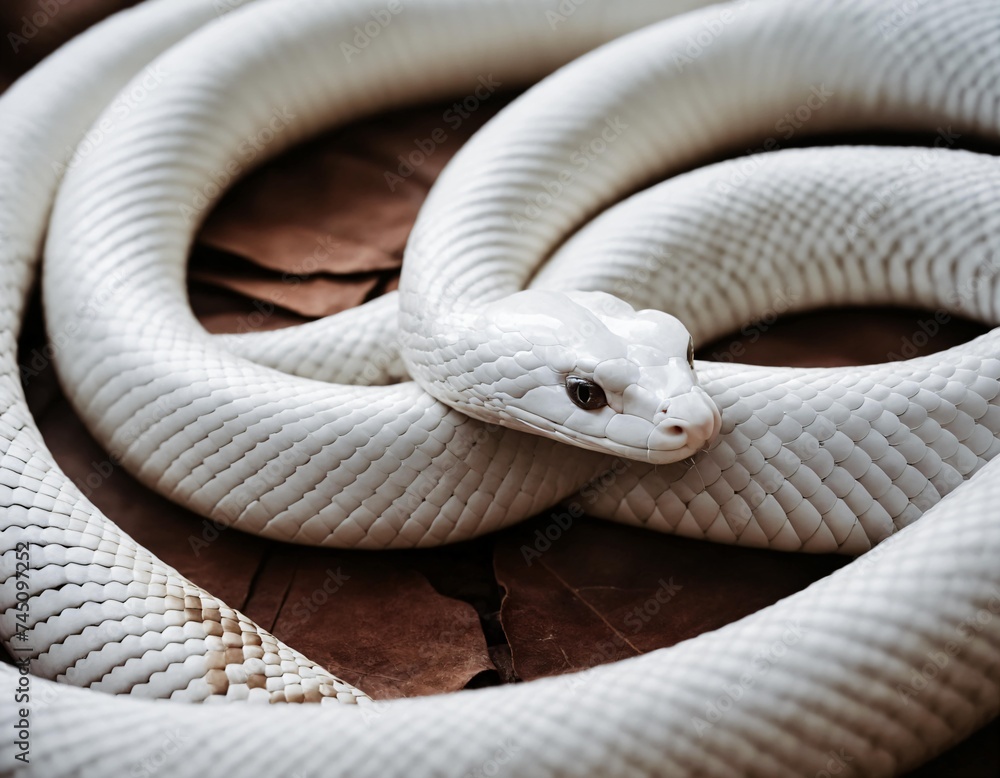 Fototapeta premium close up of a snake, white snake in high quality