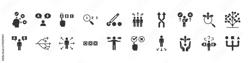 set of choice icons, decision, choose, direction set of choice icons, decision, choose, direction