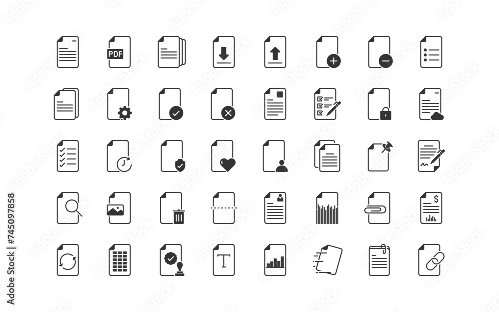set of paper icons, document, set of paper icons, document,