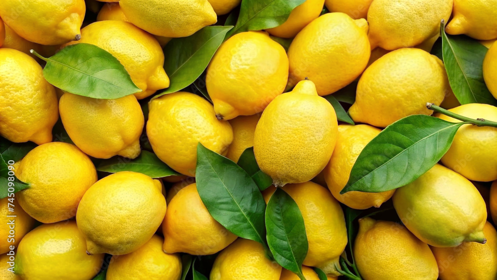 Top view of fresh lemons