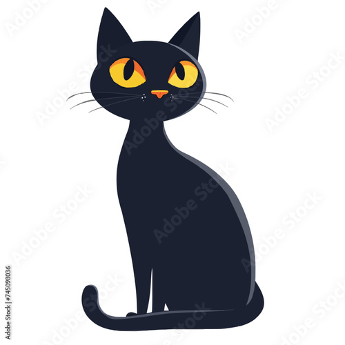 Black cat icon, color cat vector color illustration kitty flat design