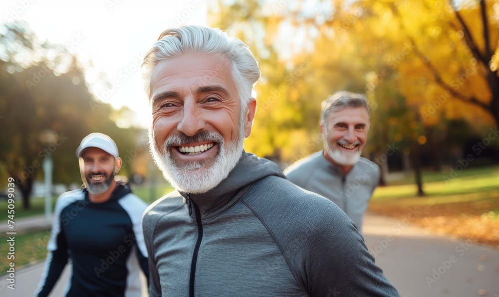 The Wise Mentor: A White-Haired Man Smiling with a Bearded Companion The Wise Mentor: A White-Haired Man Smiling with a Bearded Companion