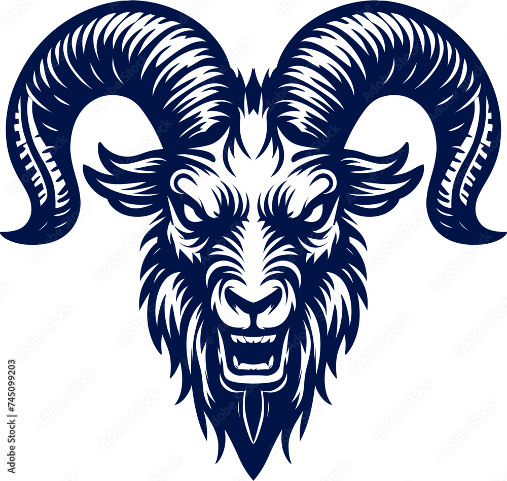 Obraz premium goat head Vector - vector illustration, emblem design , isolated on white background