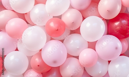 Pink and White Balloons in a Bunch