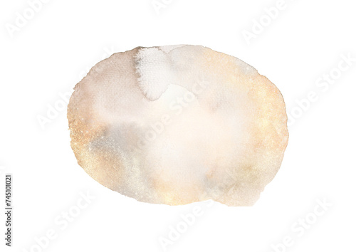 Abstract beige blob watercolor with gold texture 