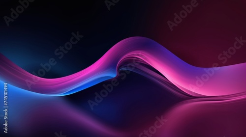 Elegant abstract waves of blue and pink hues dancing gracefully over dark backdrop 