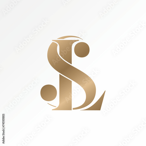 Logo design graphic concept creative premium vector stock abstract sign letter initial SL or LS serif font merge connect Related monogram beauty brand