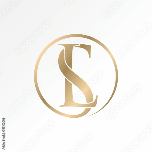 Logo design graphic concept creative premium vector stock abstract sign letter initial SL or LS serif font circle connect Relate monogram beauty brand