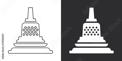 Borobudur temple icon isolated vector illustration, Magelang, jawa tengah, easy to edit and change.