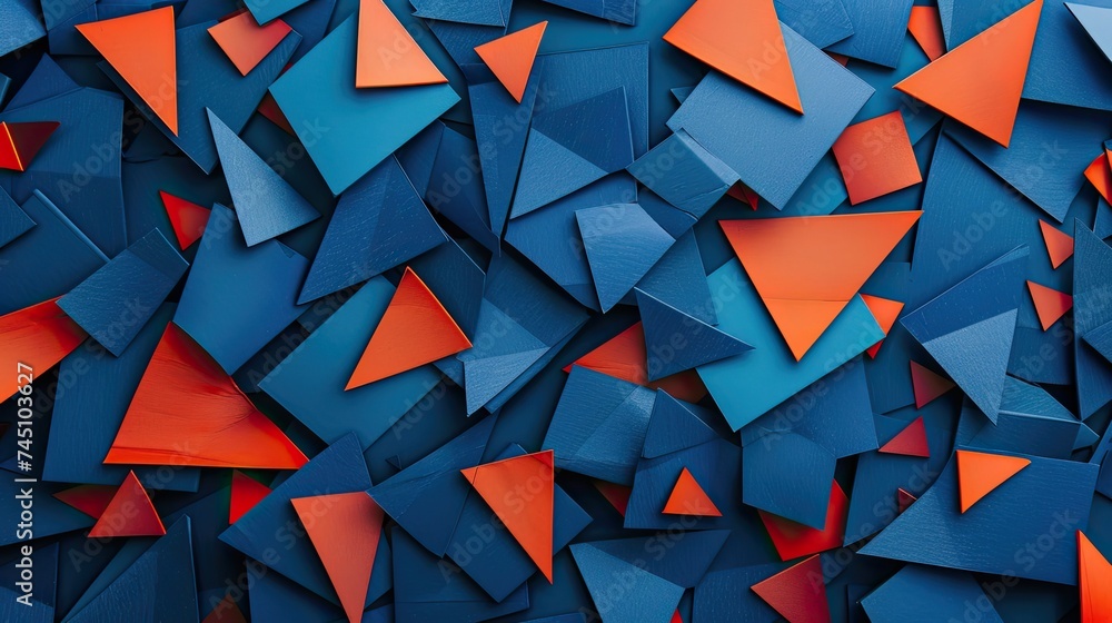 pattern of rectangles and triangles, 3d, dark and bright blue colors, top view pattern of rectangles and triangles, 3d, dark and bright blue colors, top view