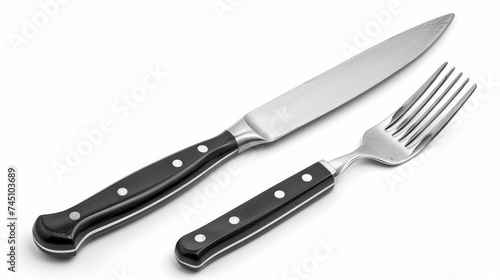 Knife and fork isolated on white background 