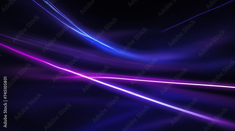 Luminous trails of blue and purple light weave through a mysterious void 