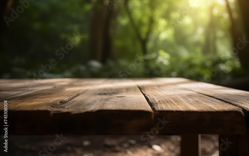 Product display stand with spring forest background,created with Generative AI tecnology.