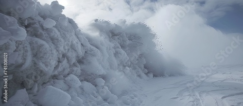 A man is skillfully skiing down a snow-covered slope, leaving tracks behind in the fresh snow. The snowy landscape provides a thrilling backdrop for his adventurous descent.