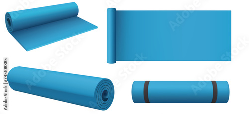 Creative vector illustration of half rolled yoga mat isolated on transparent background. Art design fitness and health template. photo