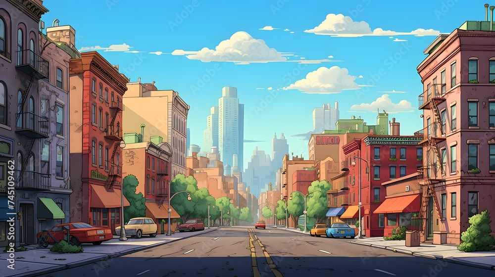Fototapeta premium Urban life representation with the composition of cityscape and skies.