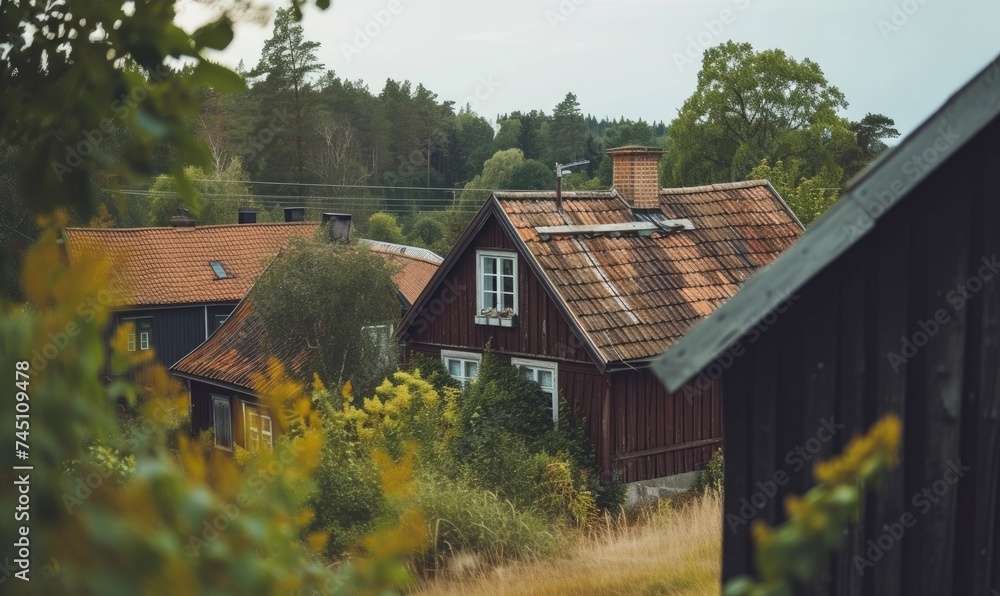 Cozy swedish house style with wood and red color combination