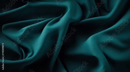 Swirling teal material brings about a peaceful and abstract ocean-like design 