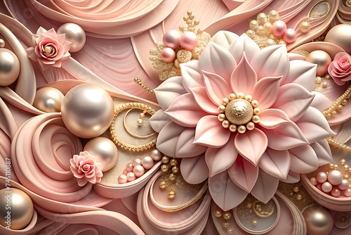 3d printable ceiling interior design, Stylish and unique 3D ceiling wallpaper design, Background with luxury gold ornaments, jewellery flower