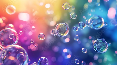 Bubbles on a colorful background. Shallow depth of field.
