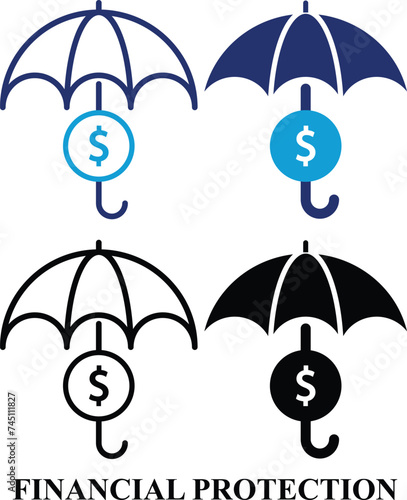 Financial Protection colorful and black & white icon set. Editable Set of Insurance and Assurance web icons in line & fill style. High quality business icon set of Insurance