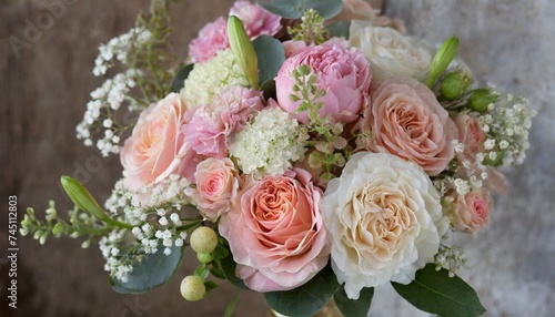 Close-up of beautiful wedding bouquet. Bridal flowers. © hardvicore