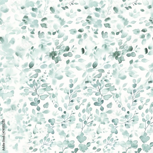 Wallpaper Mural Soft Capri Blue Floral Watercolor Seamless Background. Torontodigital.ca