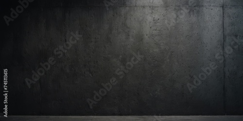 Black rough concrete wall wide texture - dark grunge background