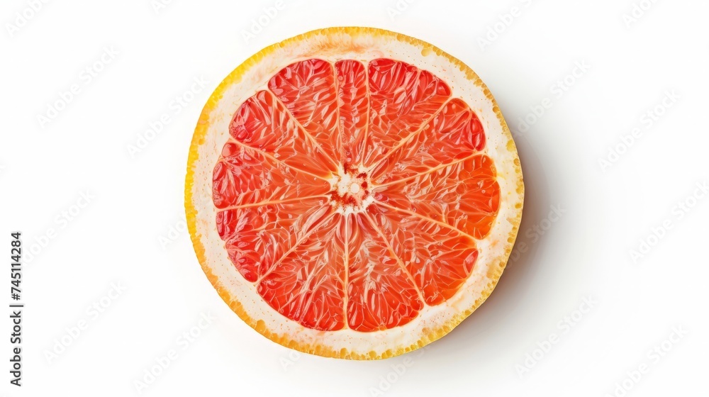 Grapefruit slice isolated. Pink grapefruit round slice on white. Grapefruit pink. Flat lay. Top view. With clipping path. Grapefruit slice isolated. Pink grapefruit round slice on white. Grapefruit pink. Flat lay. Top view. With clipping path.