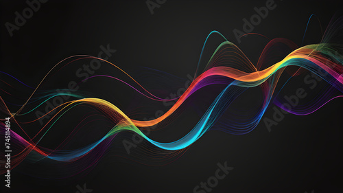 Abstract multi colors line on black background