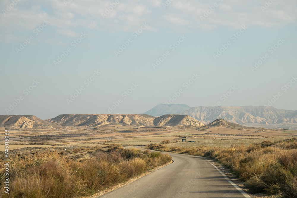 Views of the road in the Bardenas Reales desert