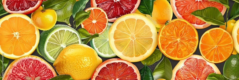 Citrus Fruits Energizing Pattern Generative AI