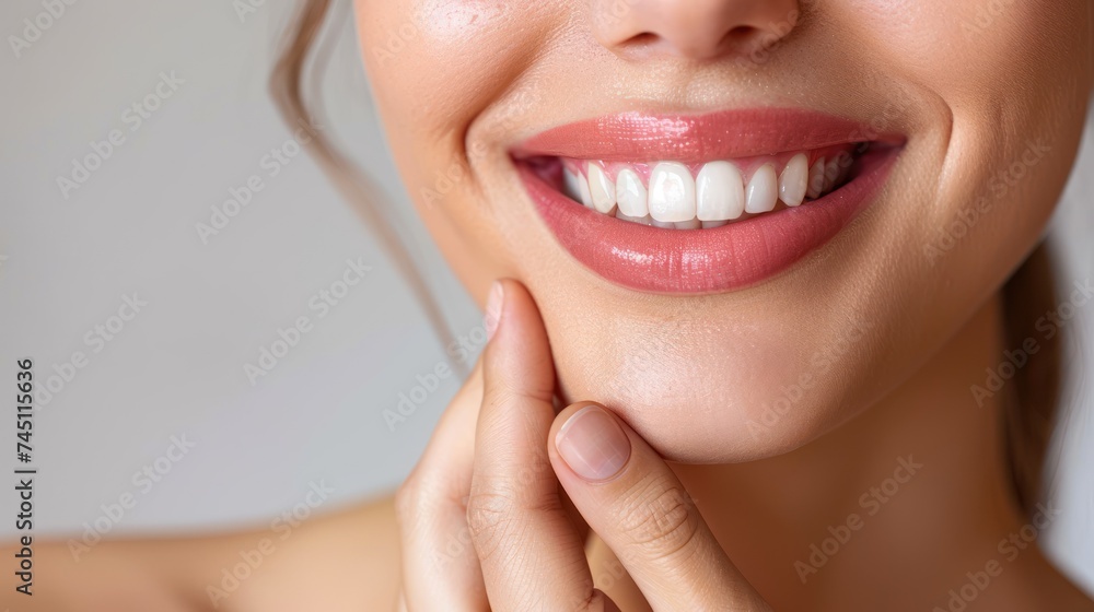 Smiling Woman With Hand on Chin Smiling Woman With Hand on Chin