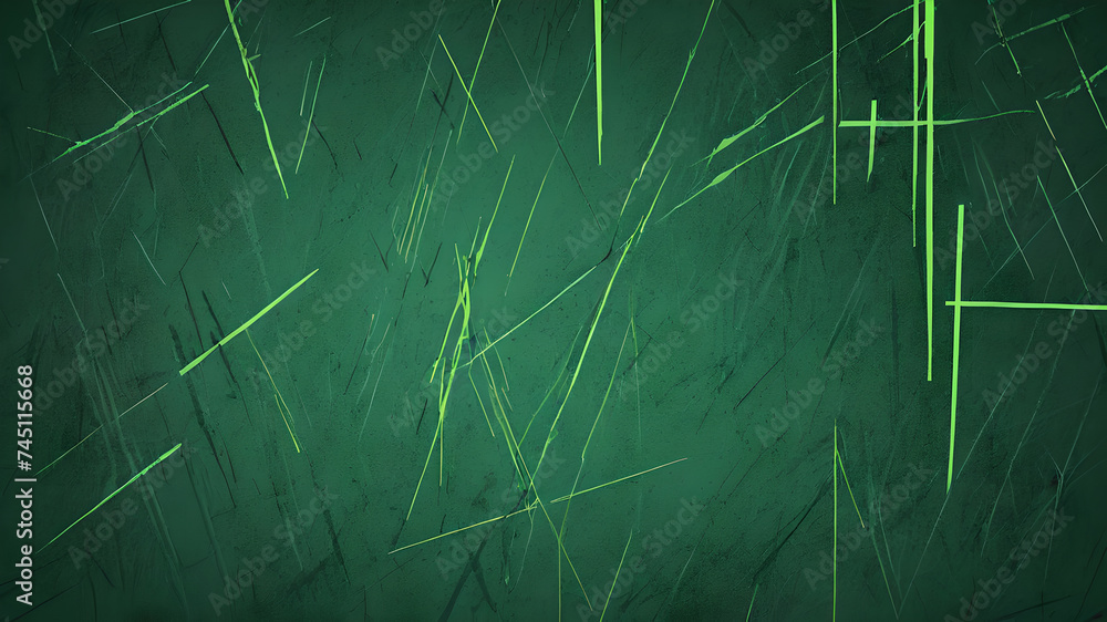 Green abstract geometric scratches background lines - obrazy, fototapety, plakaty 