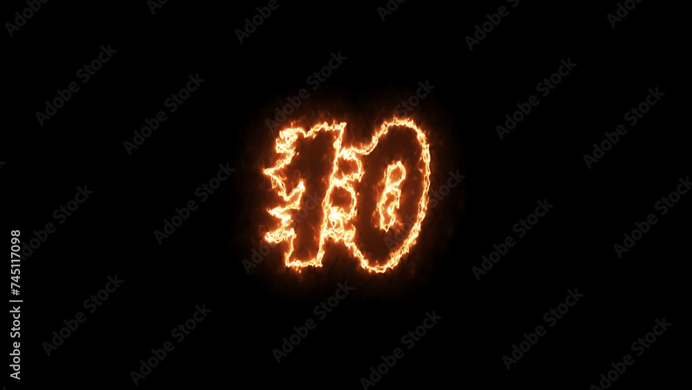 fire effect glowing number 10. Number ten glowing in the black background. Shine number ten, 3d render. 10 number text font with neon light. Education concept. fire effect glowing number 10. Number ten glowing in the black background. Shine number ten, 3d render. 10 number text font with neon light. Education concept.