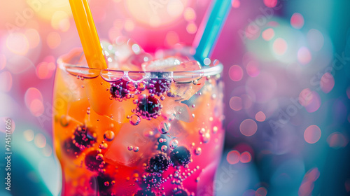 Bubble tea with a colorful berries photo