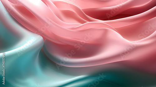 Abstract pattern of shiny satin fabric with waves and flowing curves