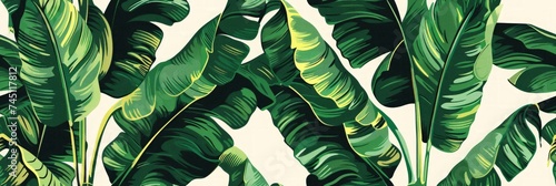 Pop Art Banana Leaf Pattern Tile Generative AI
