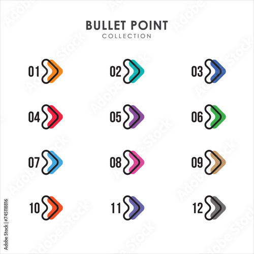 Number bullet points collection vector design