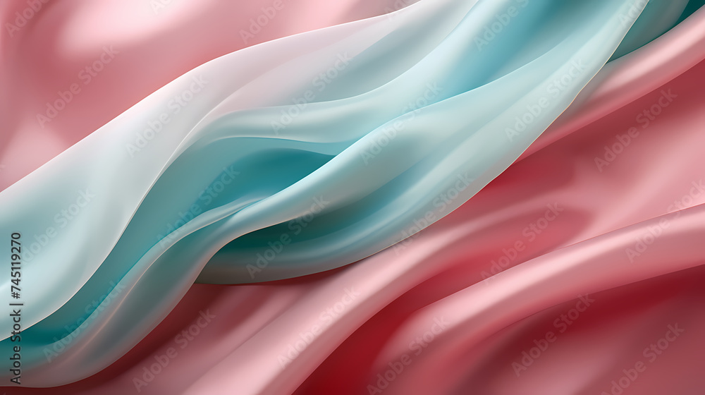 Abstract pattern of shiny satin fabric with waves and flowing curves