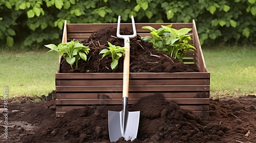 Rake and compost bin, a eco-friendly and gardening