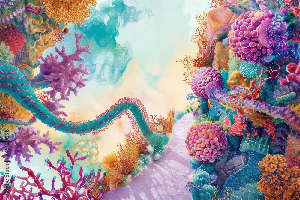 Cell Communication Visual Cellular communication, intricate signaling pathways within a cell ...
