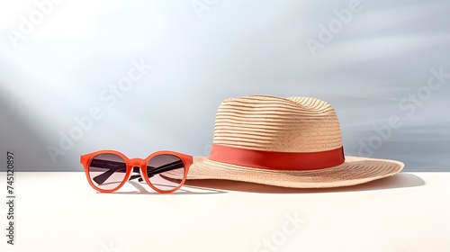 Vibrant sunglasses and beach hats  sun-soaked elegance.