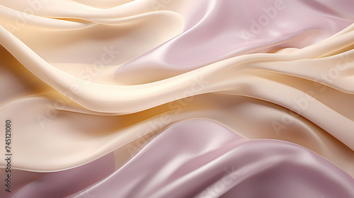 Abstract pattern of shiny satin fabric with waves and flowing curves